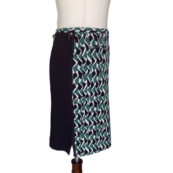 Missoni Green & Black Geometric Side Zipper Pencil Skirt - 46 - 10 - Picture 5 of 16